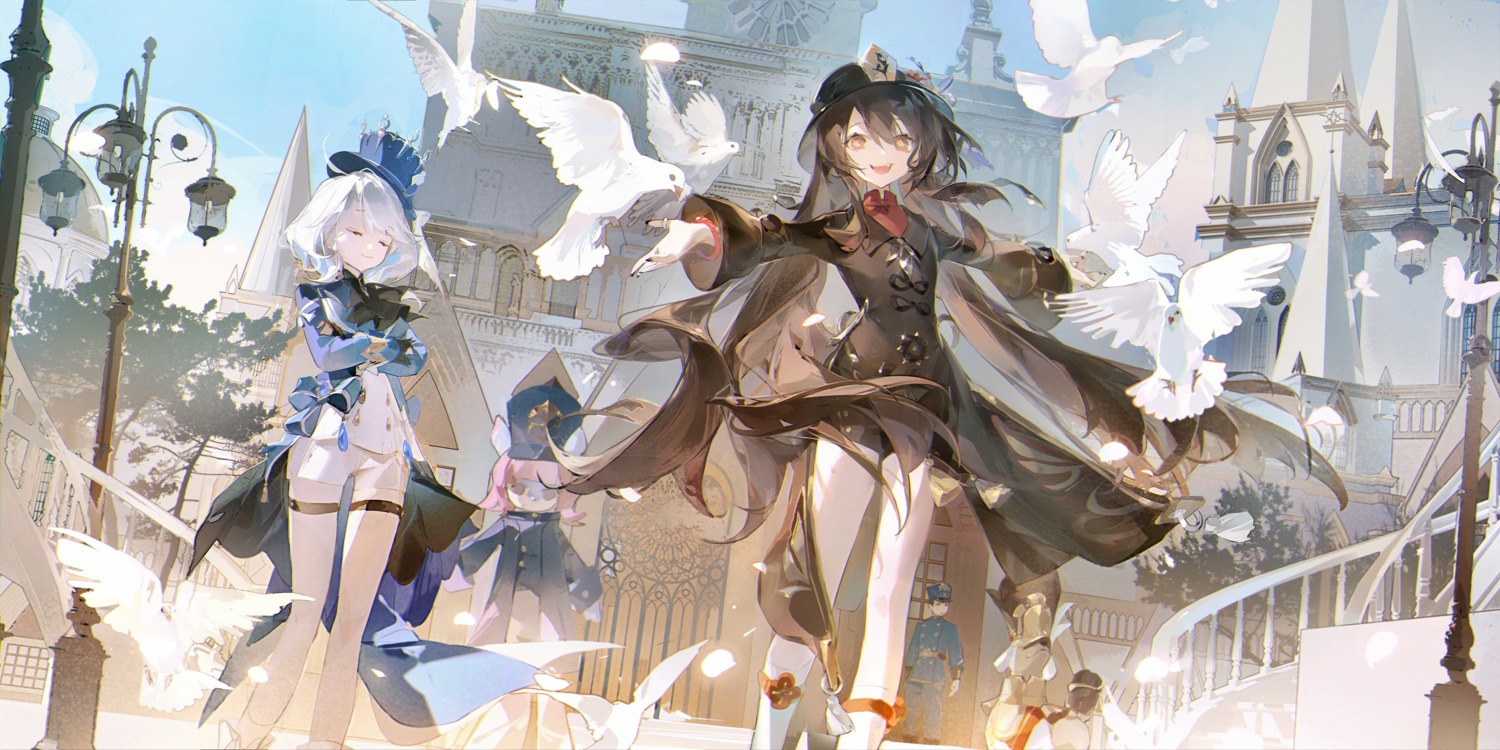 asian_clothes, furina, garter, genshin_impact, hu_tao, tracyton