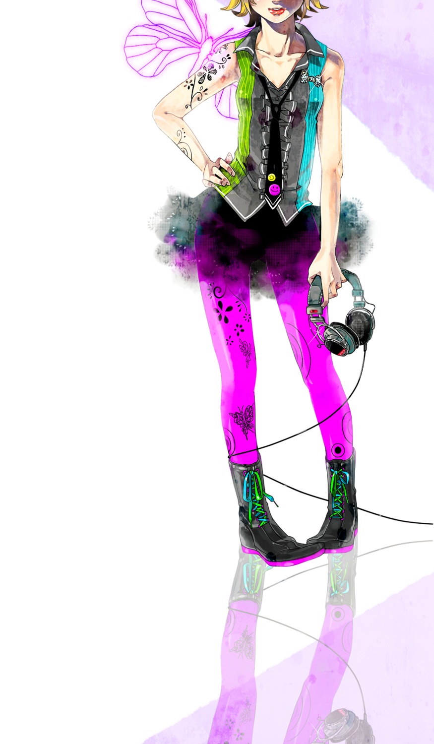 akiakane, headphones, kagamine_rin, pantyhose, vocaloid