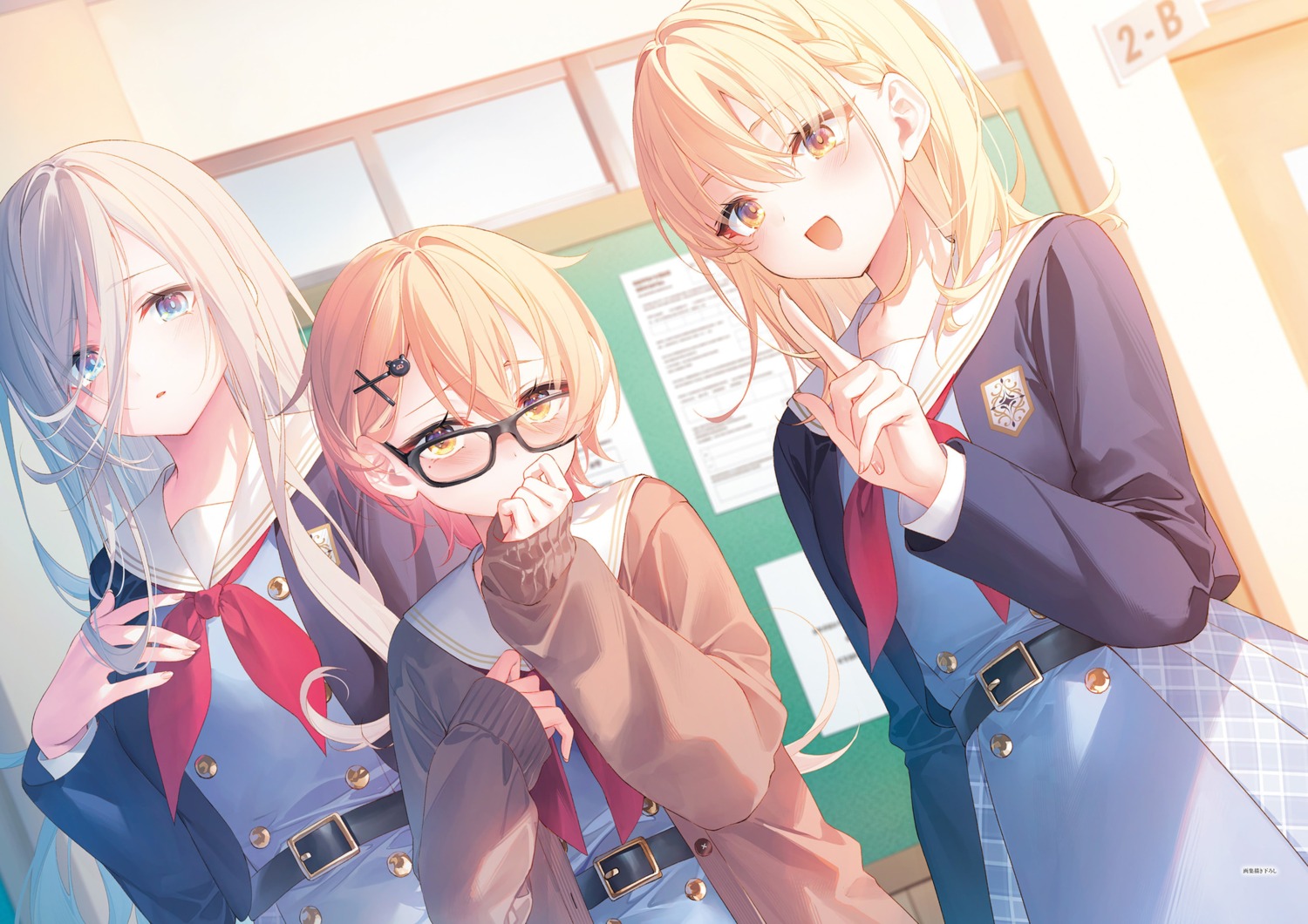 brace_(buta_no_liver_wa_kanetsu_shiro), buta_no_liver_wa_kanetsu_shiro, ceres_(buta_no_liver_wa_kanetsu_shiro), jess_(buta_no_liver_wa_kanetsu_shiro), megane, seifuku, sweater, toosaka_asagi