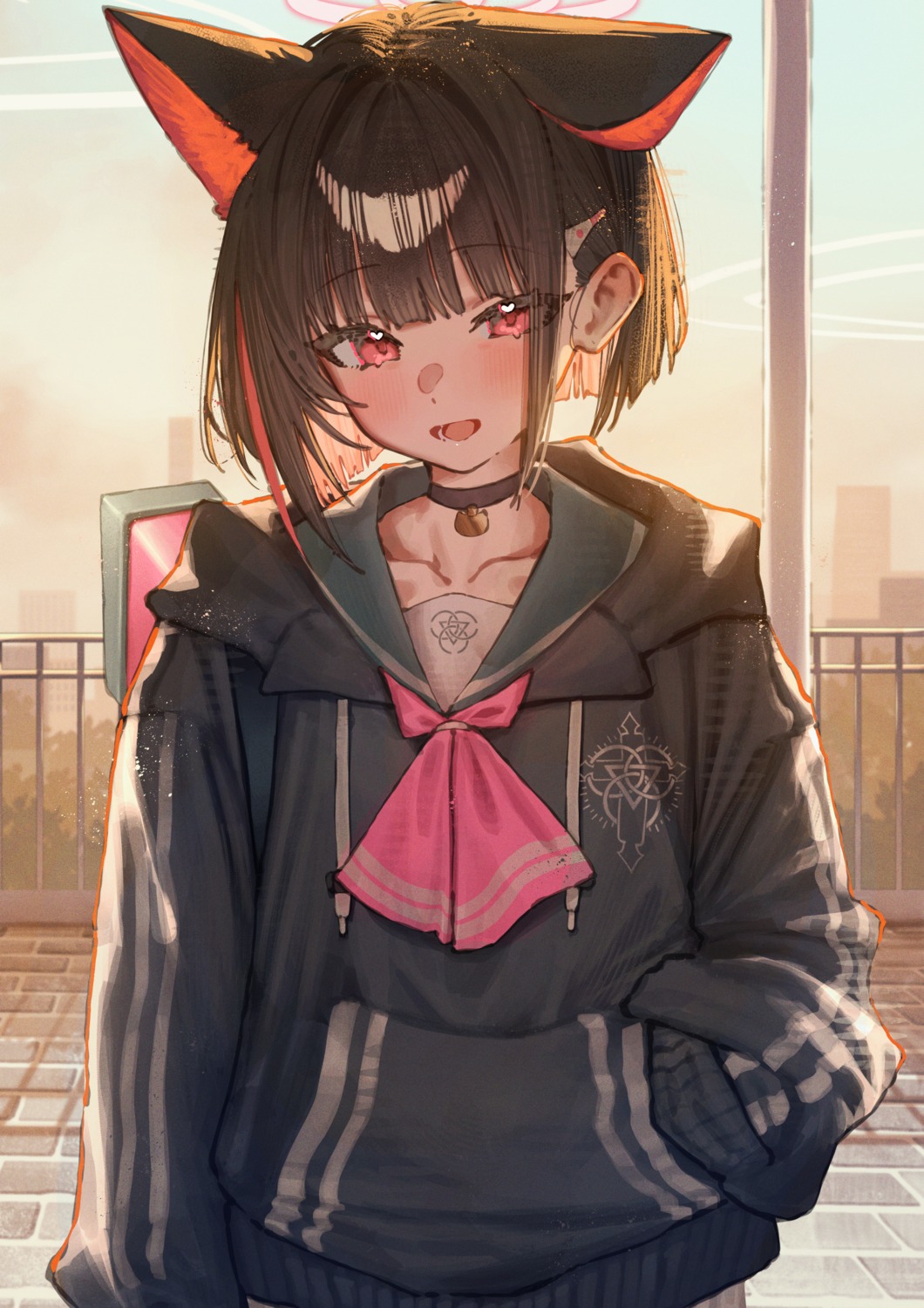 animal_ears, betabeet, blue_archive, halo, kyouyama_kazusa, nekomimi, seifuku