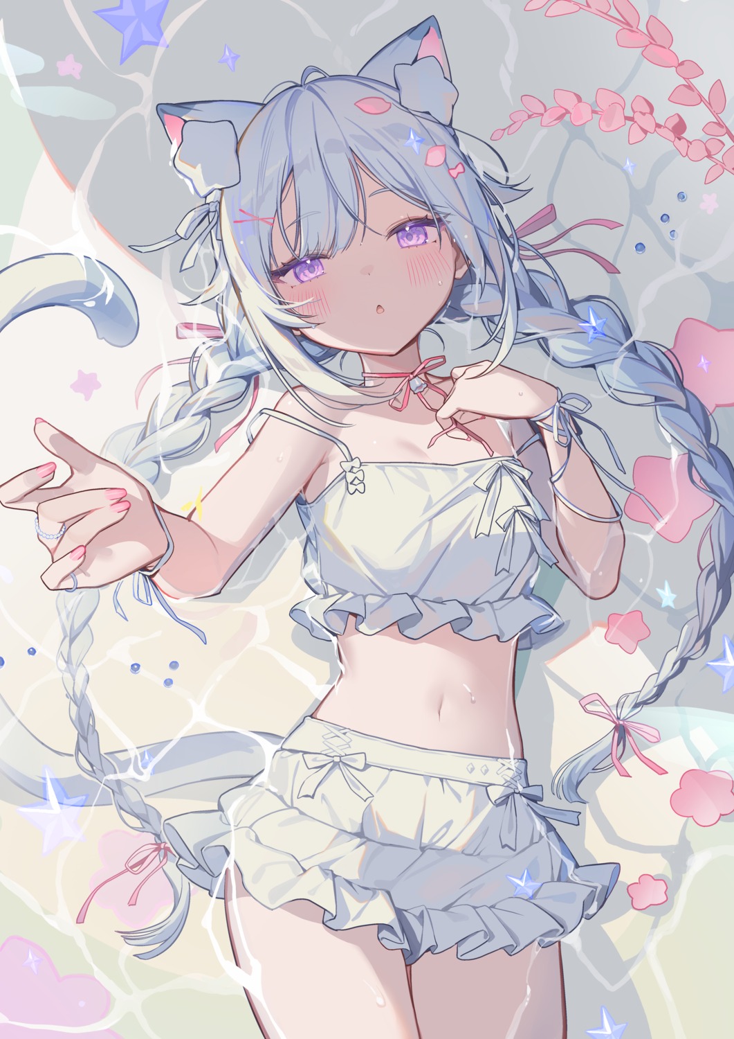 animal_ears, bikini, icomochi, nekomimi, swimsuits, tail, wet