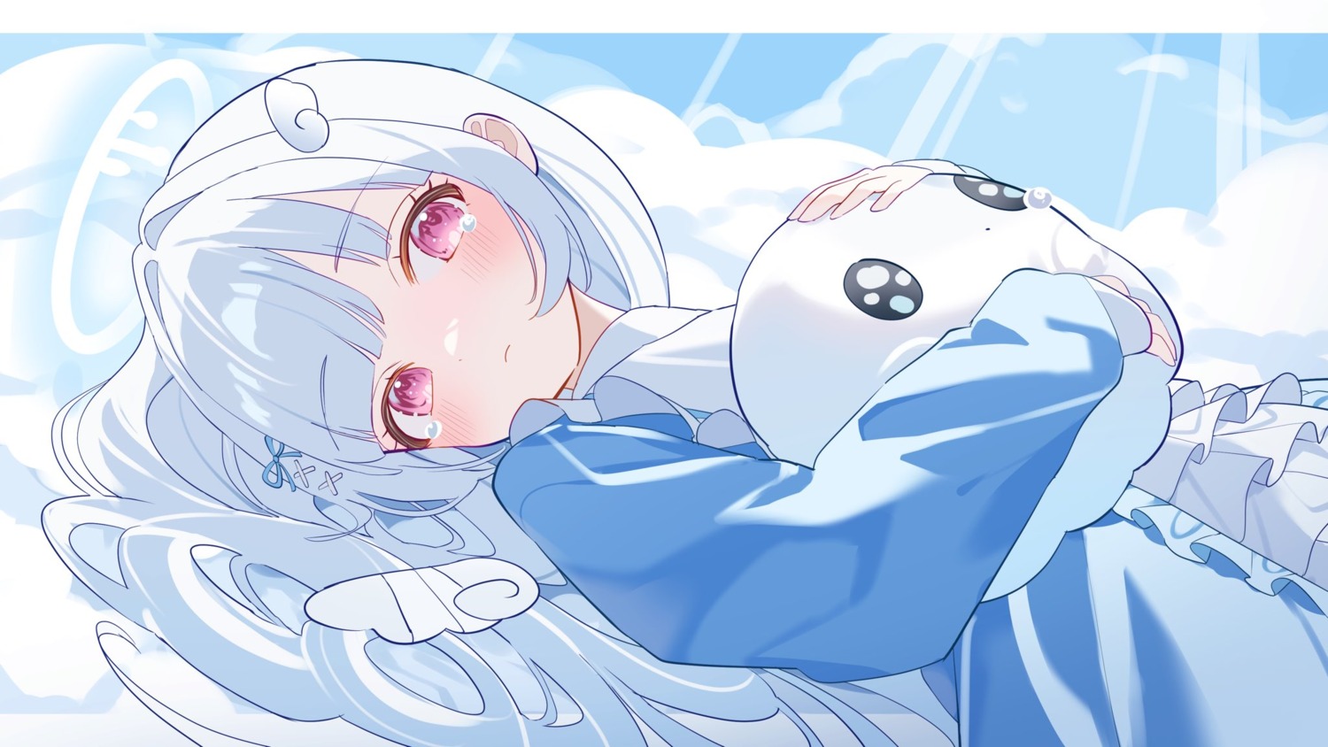 angel, dress, hakanau_ruru, indie_virtual_youtuber, jpeg_artifacts, pipipi_asg, wings