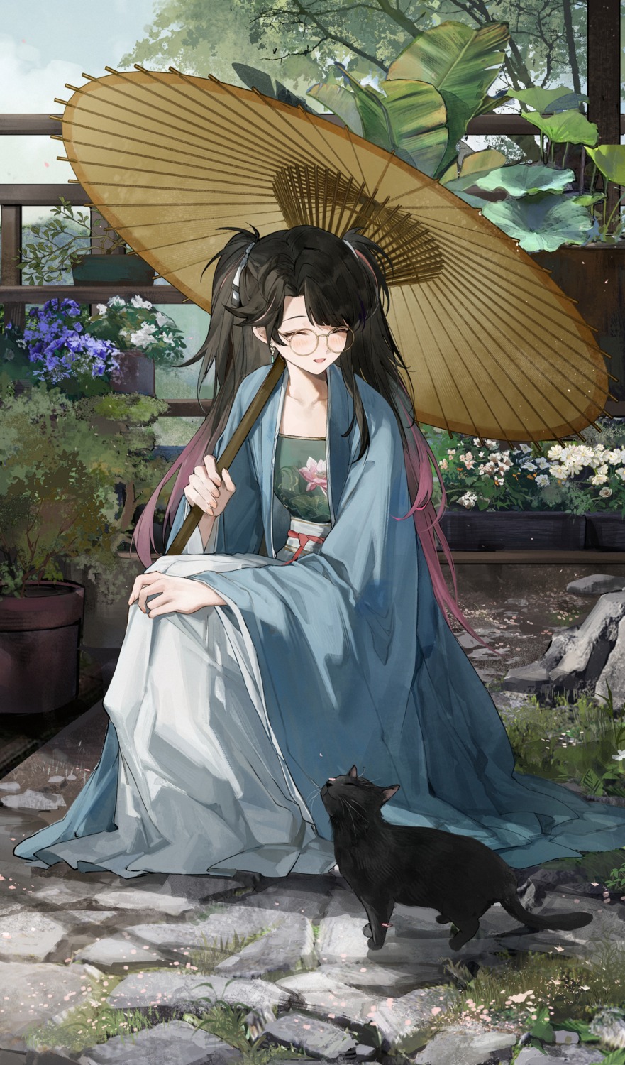 asian_clothes, megane, neko, secretfj520, umbrella, wuthering_waves, zhezhi