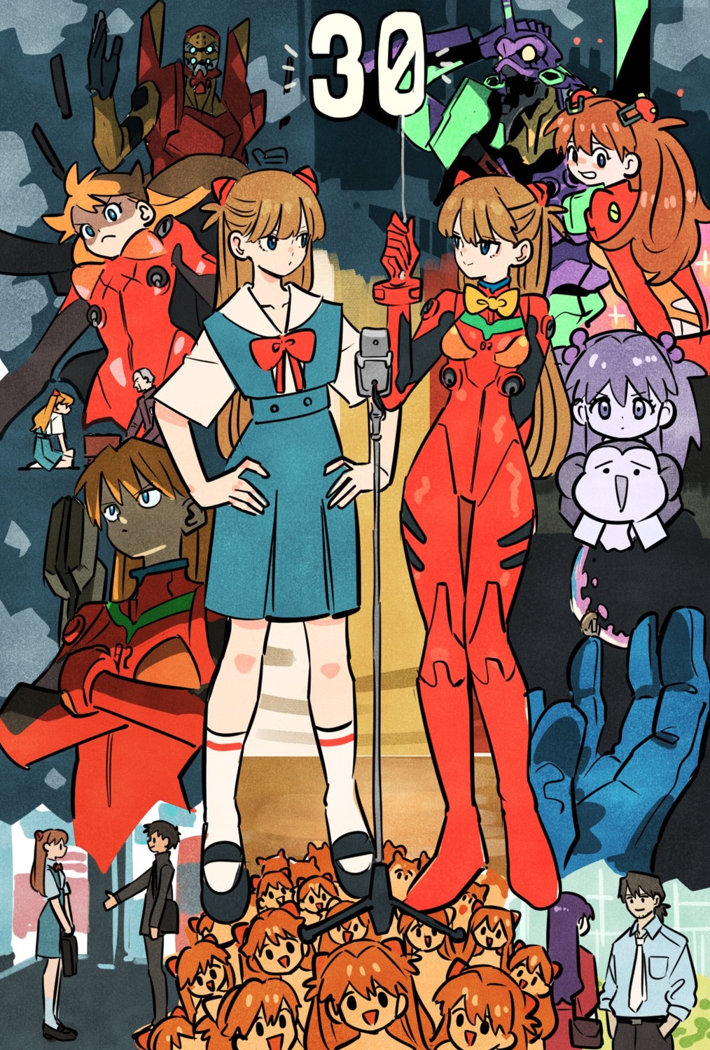 bodysuit, mecha, neon_genesis_evangelion, seifuku, souryuu_asuka_langley, takeuchi_ryousuke
