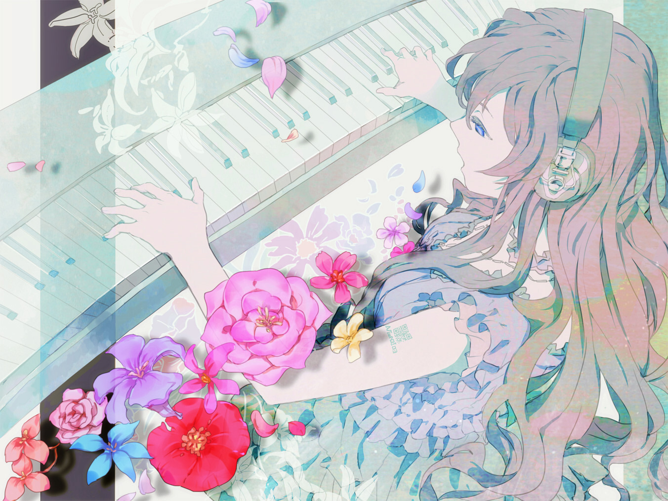 dress, headphones, kazune, megurine_luka, vocaloid