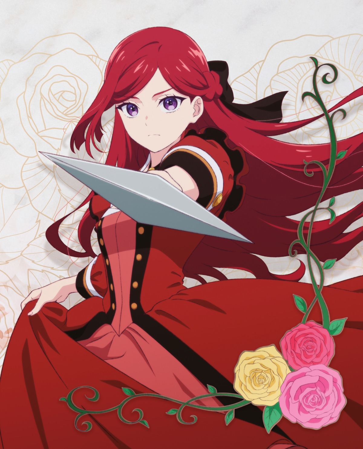 disc_cover, dress, higeki_no_genkyou_to_naru_saikyou_gedou_last_boss_joou_wa_tami_no_tame_ni_tsukushimasu., kouno_hitomi, pride_royal_ivy, skirt_lift, sword