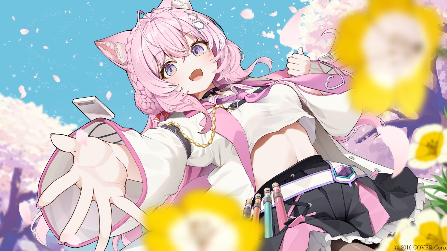 animal_ears, hakui_koyori, hololive, nejime, seifuku, skirt_lift, wallpaper
