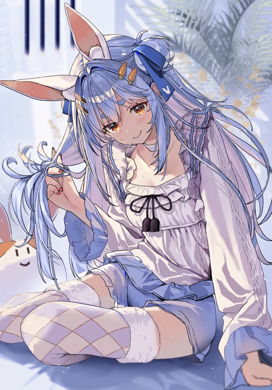 animal_ears, bunny_ears, hololive, merry_haruhina, thighhighs, usada_pekora