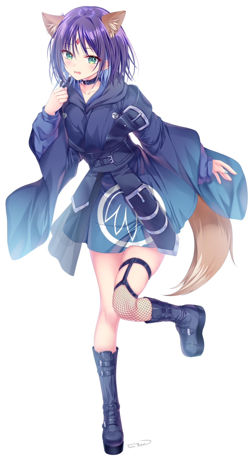 animal_ears, chou_kaguyahime!, fishnets, garter, kitsune, sakayori_iroha, stockings, tail