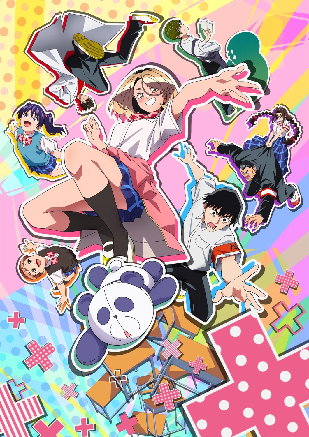 akina_motoko, izubuchi_yuu, kogori_kaoru, kohinata_poem, megane, ponkotsu_fuuki_iin_to_skirt-take_ga_futekisetsu_na_jk_no_hanashi, sakuradaimon_tougo, seifuku, skirt_lift, sweater, tagme, tasaki_rui, tsukishima_seiichi, yamato_nadeshiko_(ponsuka)