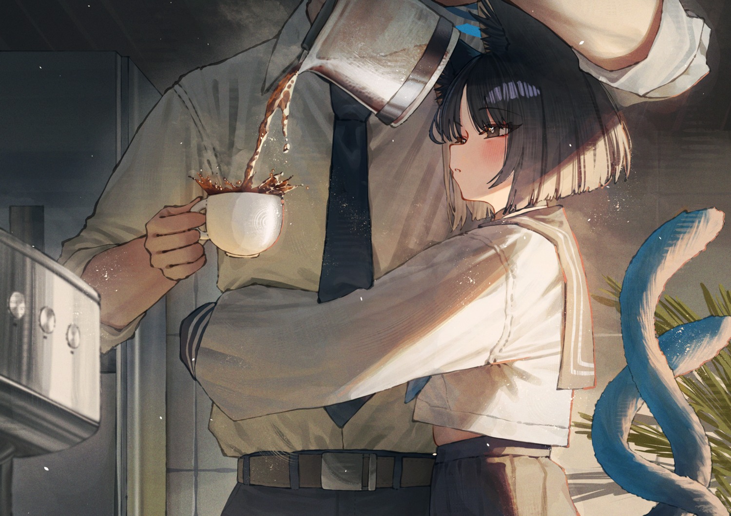 animal_ears, betabeet, blue_archive, halo, kiryuu_kikyou, nekomimi, seifuku, tail