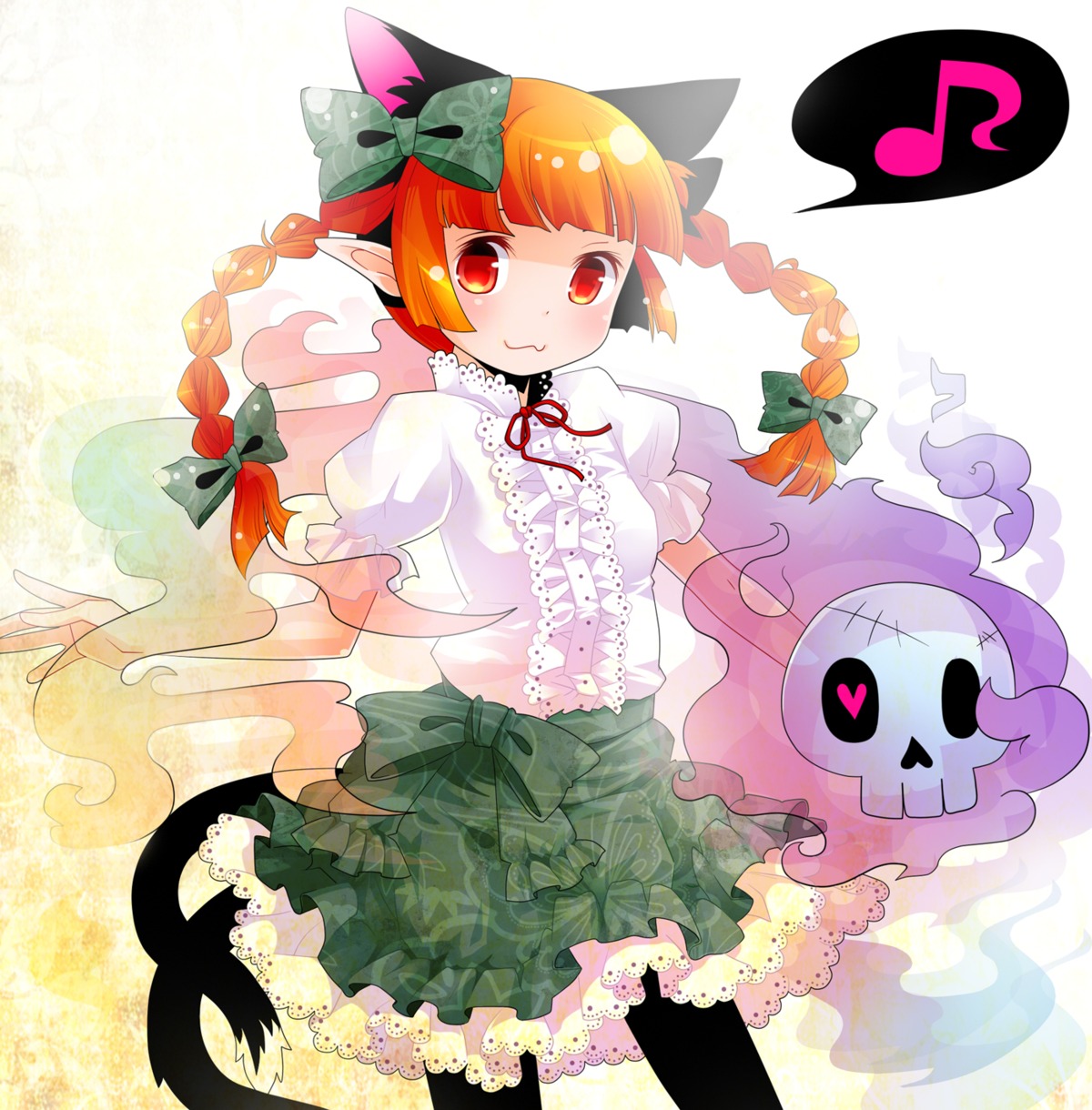 animal_ears, kaenbyou_rin, nekomimi, pantyhose, tail, tanaka_nyan, touhou