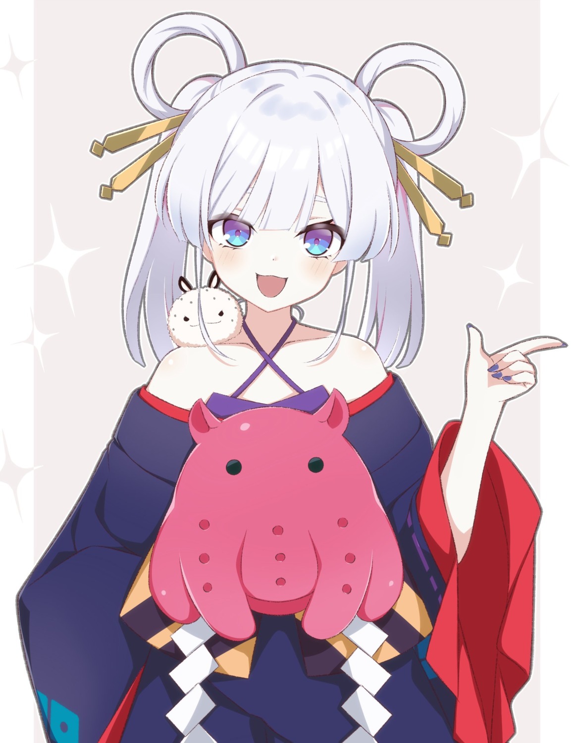 asagi_nanami, chou_kaguyahime!, japanese_clothes, jpeg_artifacts, runami_yachiyo
