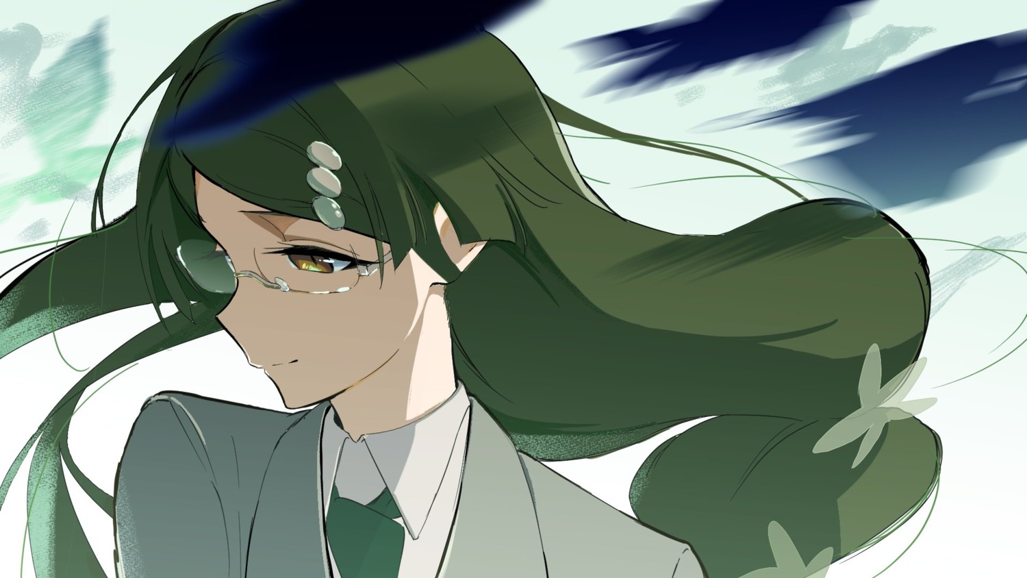 business_suit, hazakura_ayame, megane, shunkashuutou_daikousha, wallpaper, yamamoto_ken