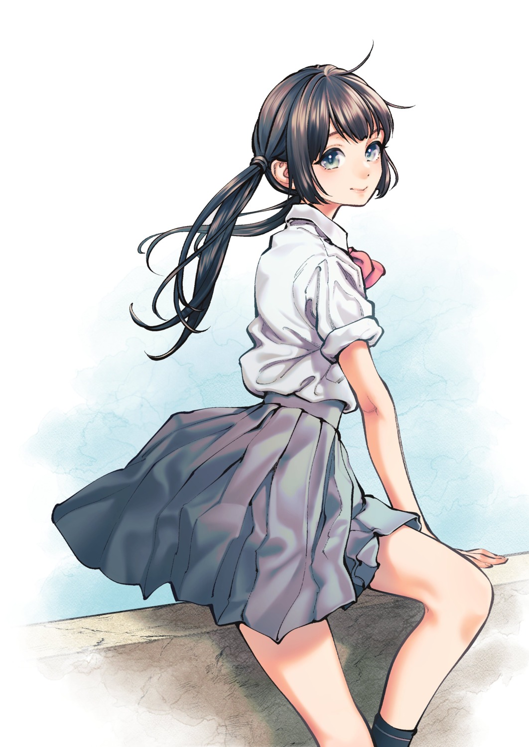aishiteru_game_wo_owarasetai, mori_taishi, sakura_miku_(aishiteru_game_wo_owarasetai), seifuku, skirt_lift