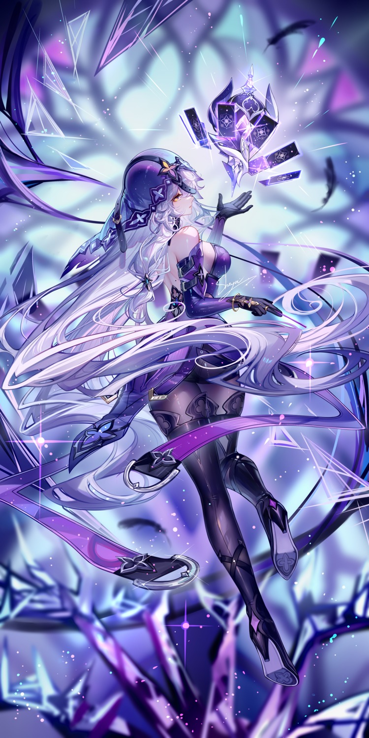 black_swan_(honkai:_star_rail), heels, honkai:_star_rail, no_bra, pantyhose, sheya, thighhighs