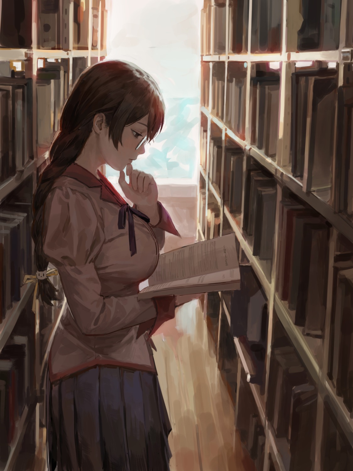 hanekawa_tsubasa, megane, monogatari_(series), seifuku, solipsist