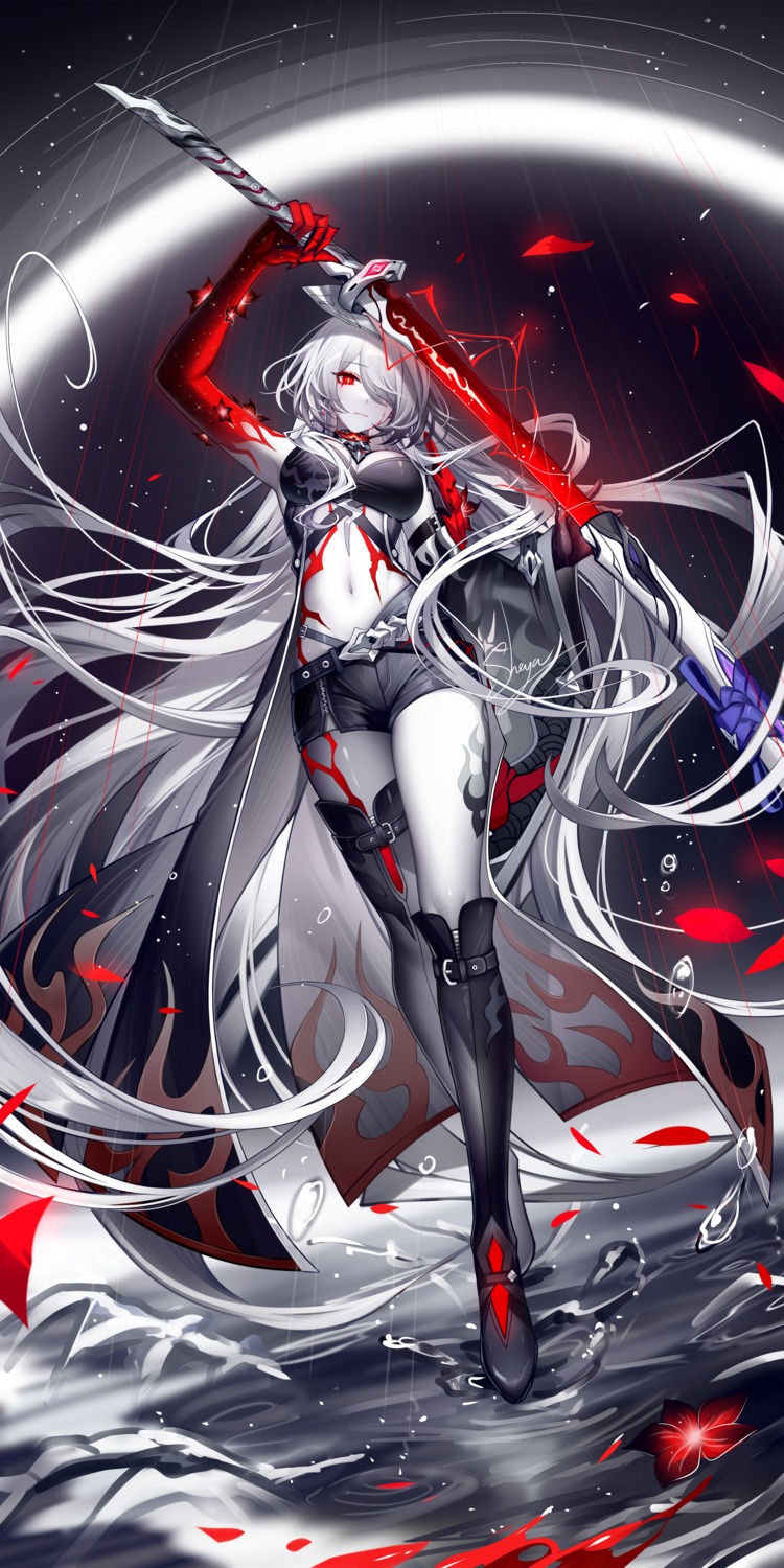 acheron, garter, honkai:_star_rail, sheya, sword, tattoo, thighhighs