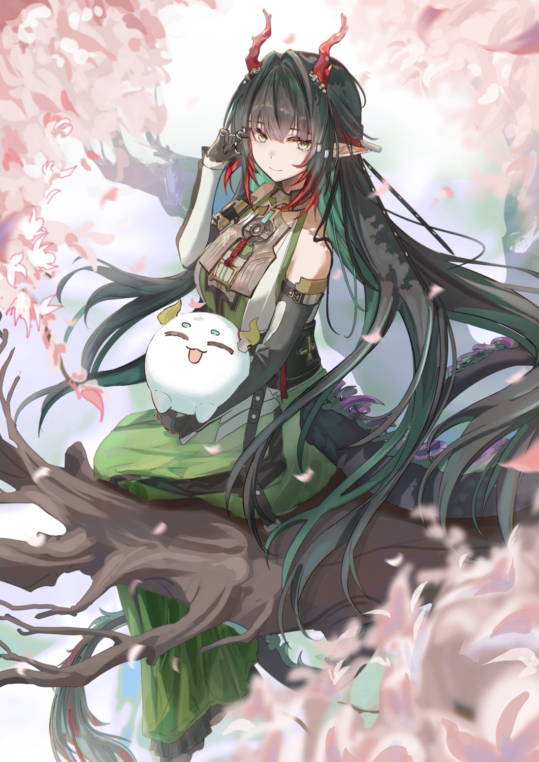 arknights, arknights:_endfield, asian_clothes, horns, hrk_(dxez4457), pointy_ears, tail, zhuang_fangyi_(arknights)