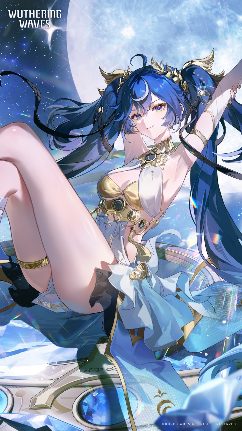 dress, garter, iuno, no_bra, skirt_lift, tagme, tattoo, wuthering_waves