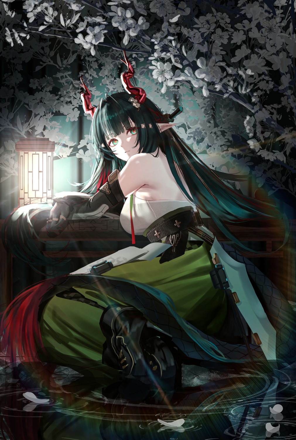 arknights, arknights:_endfield, asian_clothes, heels, horns, no_bra, pointy_ears, ressec