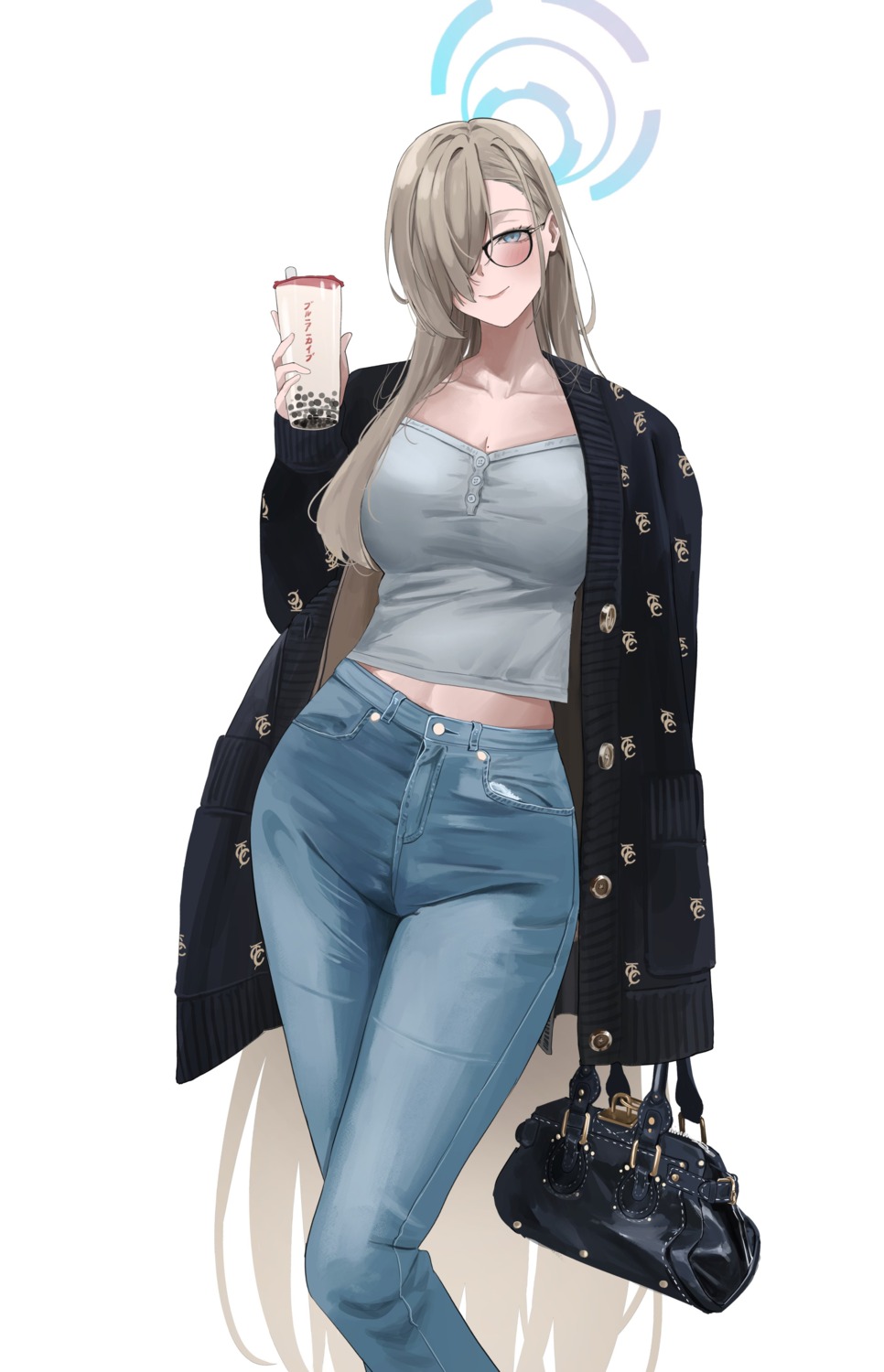 blue_archive, halo, ichinose_asuna, megane, miz_blank, sweater