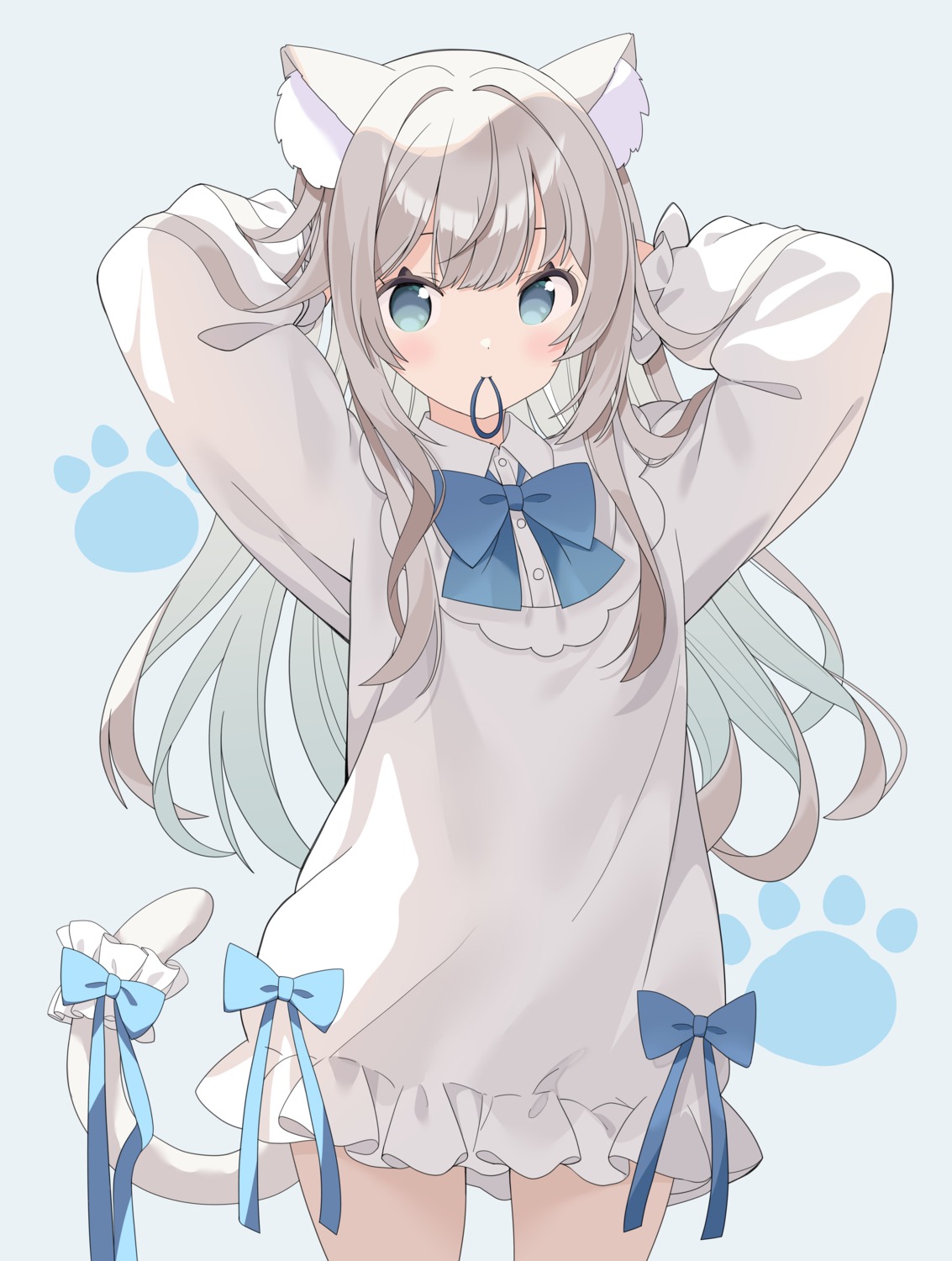 animal_ears, nekomimi, pajama, tail, tantan_men_(dragon)
