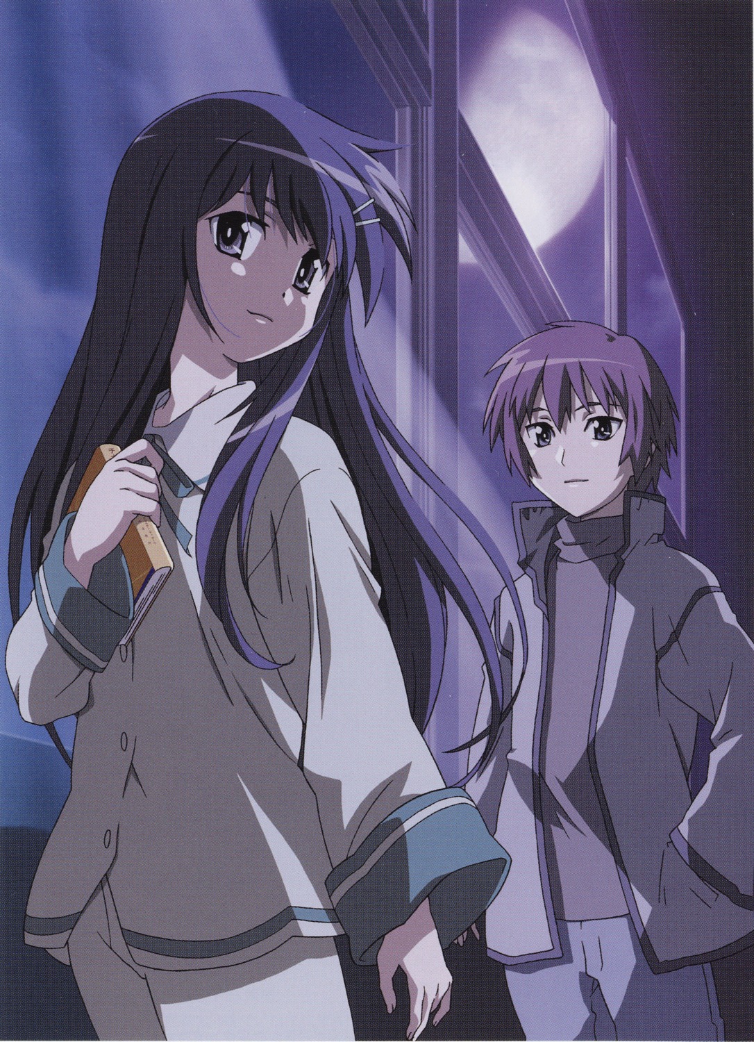 akiba_rika, cropme, ezaki_yuuichi, hanbun_no_tsuki_ga_noboru_sora, ohara_mitsuru, scanning_artifacts, seifuku