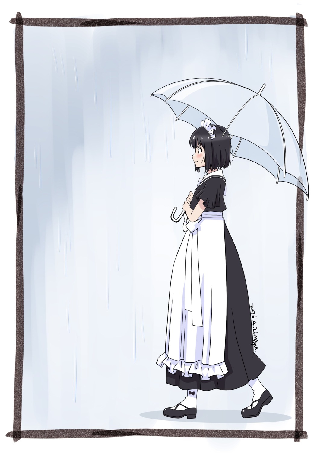 maid, maid-san_wa_taberu_dake, shirakawa_mayumi, sketch, tachibana_suzume, umbrella
