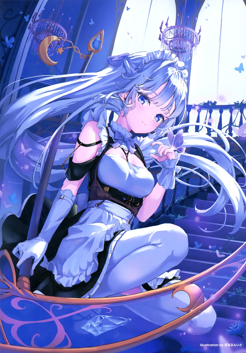maid, parfait, skirt_lift, thighhighs, weapon