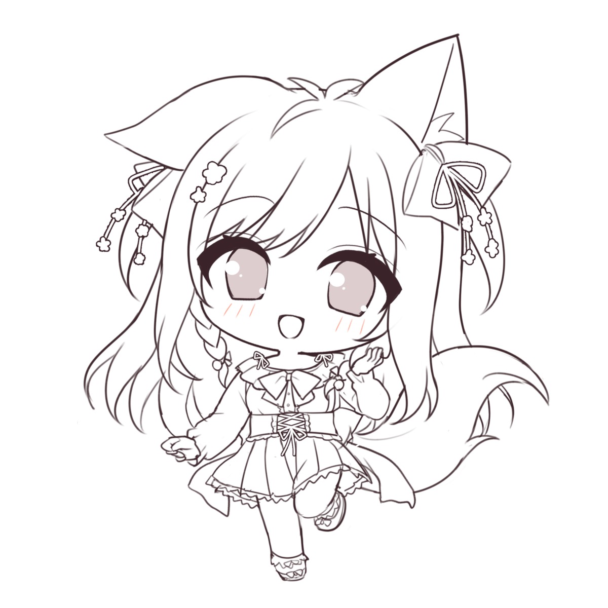 animal_ears, chibi, kitsune, lump_of_sugar, mito_kohaku, moekibara_fumitake, sketch, tail