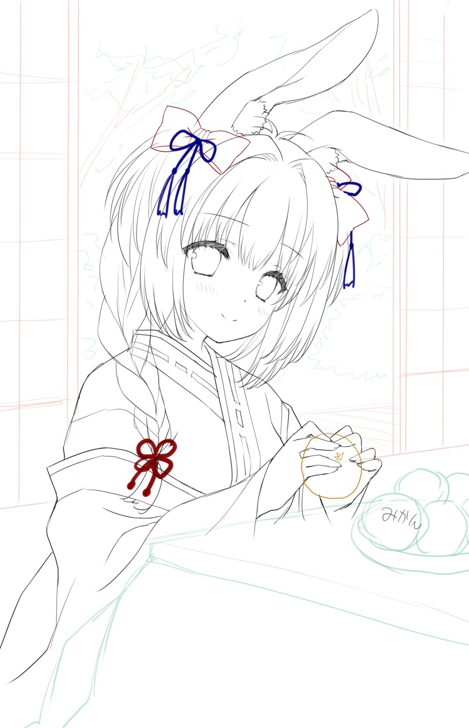 animal_ears, bunny_ears, inashiro_mikoto, kimono, lump_of_sugar, madohi_shiroki_no_kamikakushi, moekibara_fumitake, sheets