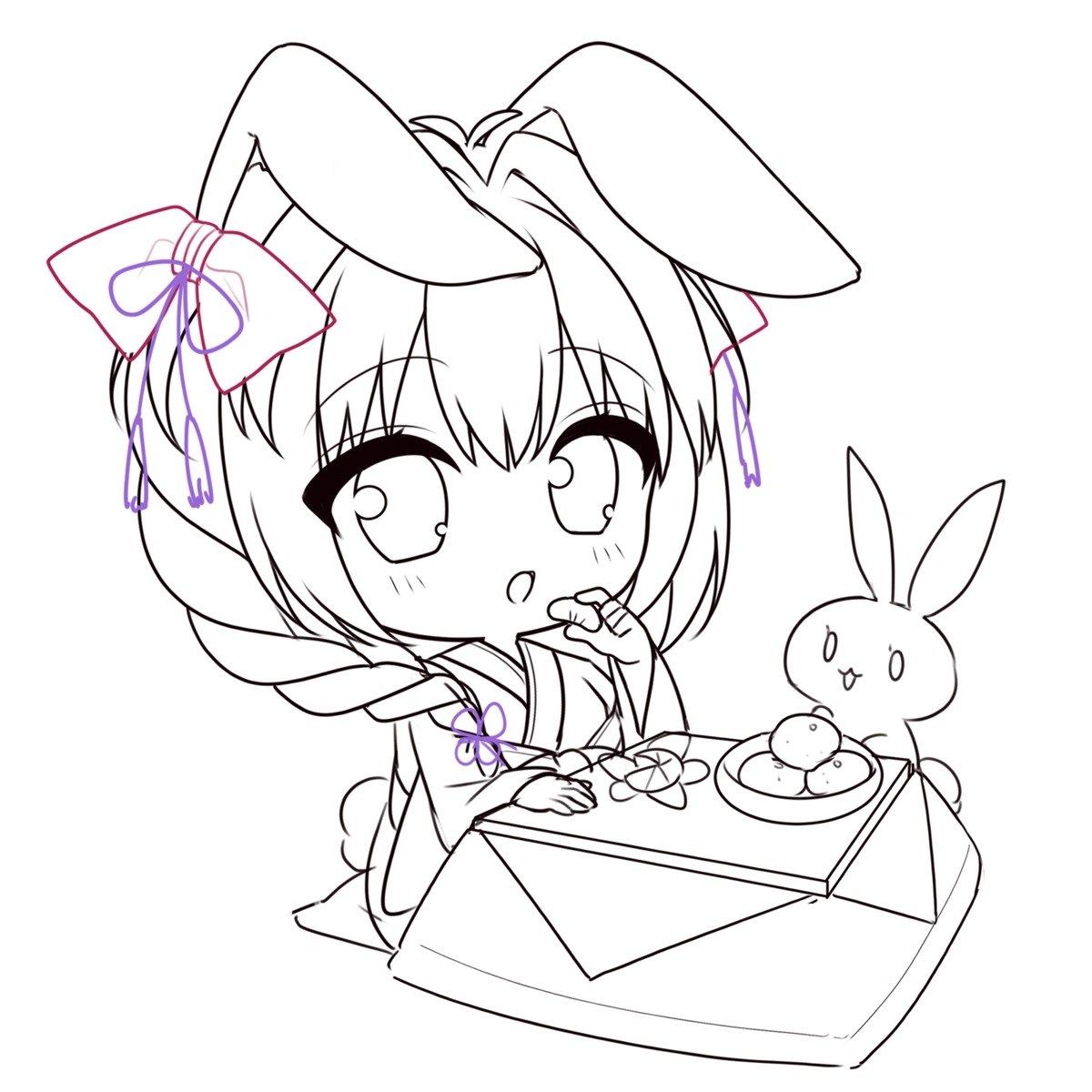 animal_ears, bunny_ears, chibi, inashiro_mikoto, kimono, lump_of_sugar, madohi_shiroki_no_kamikakushi, moekibara_fumitake