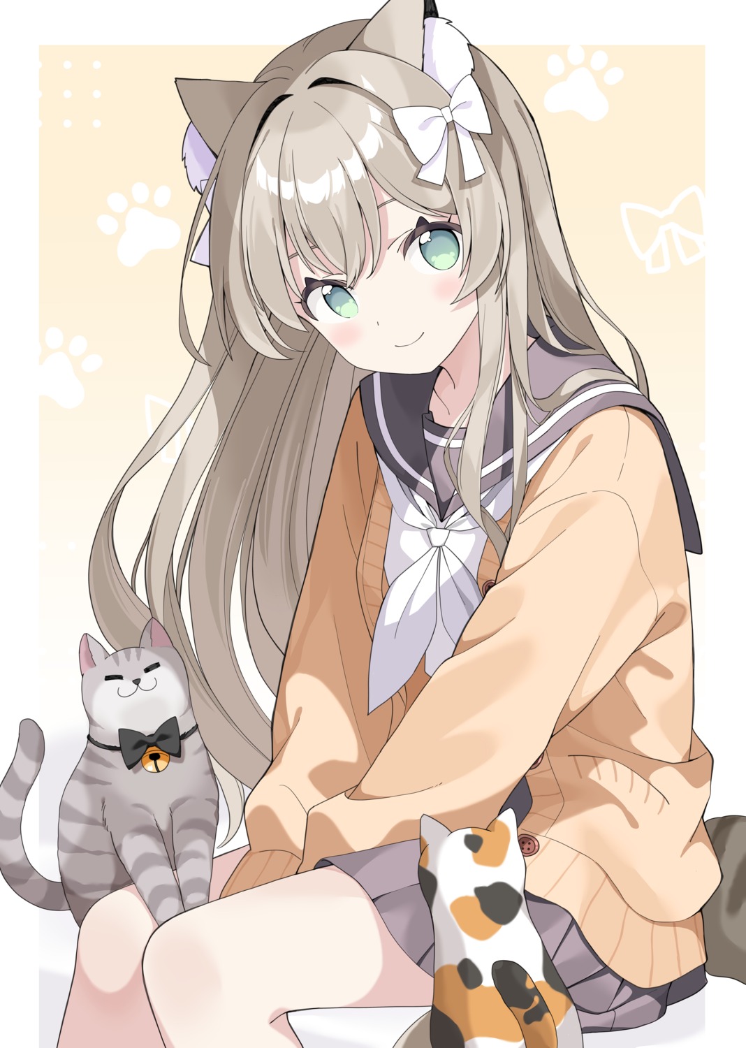 animal_ears, neko, nekomimi, seifuku, sweater, tail, tantan_men_(dragon)
