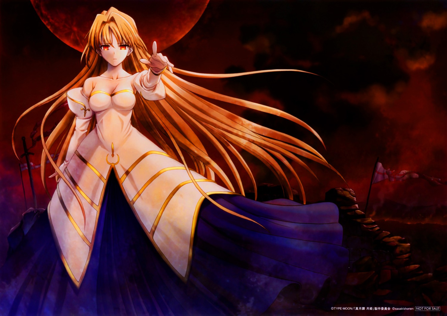 archetype_earth, arcueid_brunestud, cleavage, dress, sasaki_shounen, tsukihime, type-moon