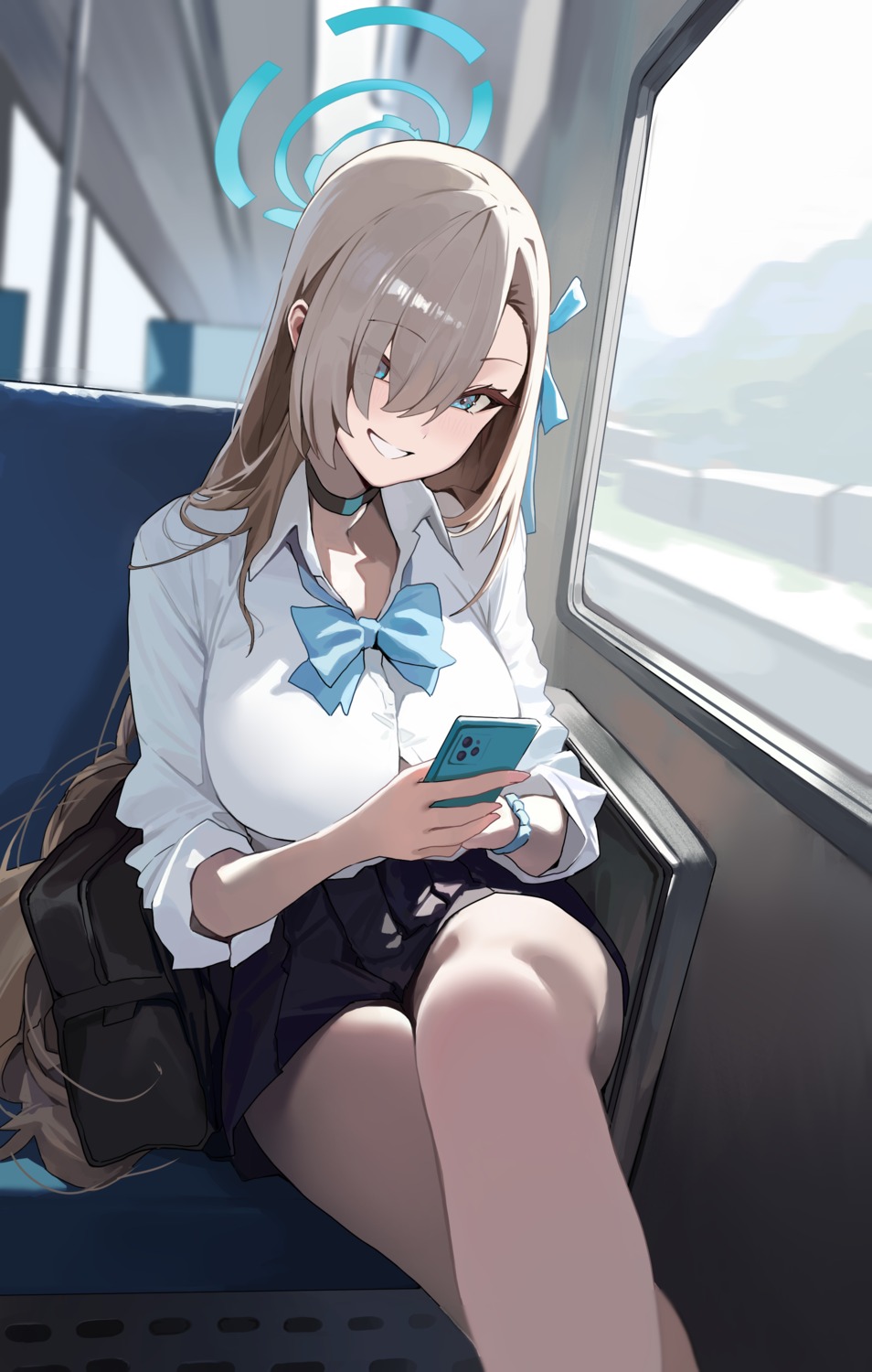 blue_archive, halo, harui_(huruyi_817), ichinose_asuna, seifuku, skirt_lift