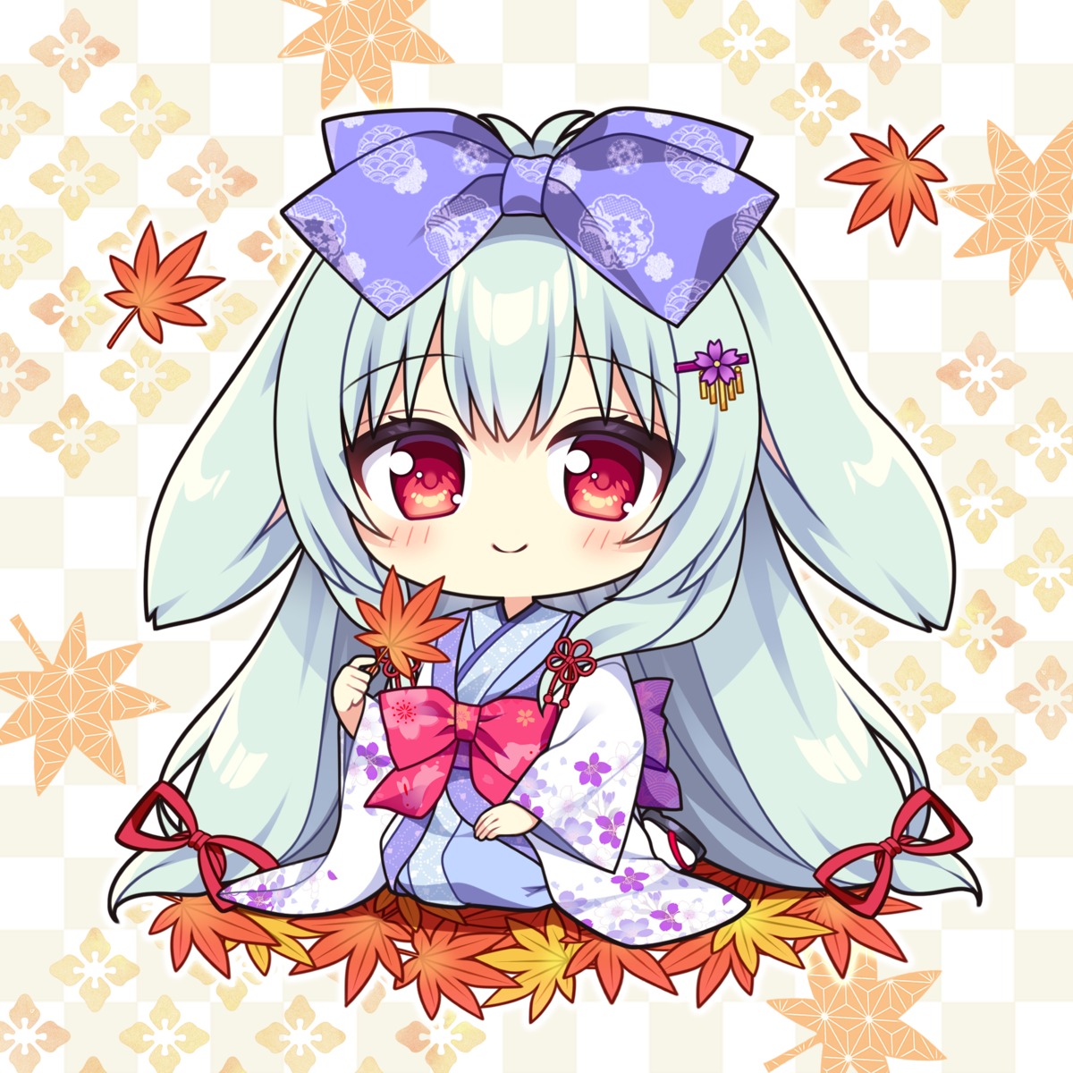 animal_ears, bunny_ears, chibi, kimono, lump_of_sugar, moekibara_fumitake, tarumi_konoha, yorite_konoha_wa_kurenai_ni