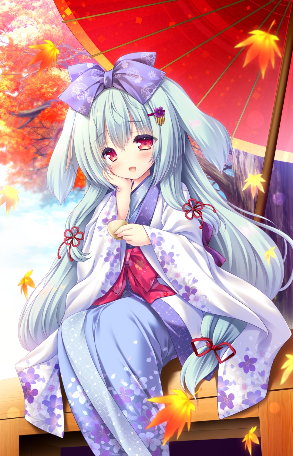 animal_ears, bunny_ears, kimono, lump_of_sugar, moekibara_fumitake, tarumi_konoha, yorite_konoha_wa_kurenai_ni