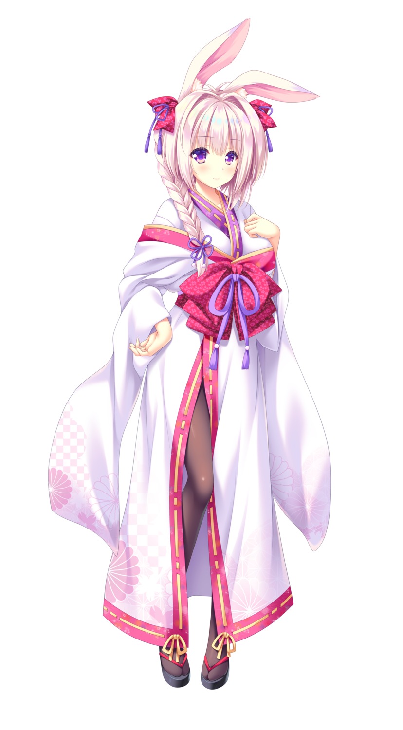 animal_ears, bunny_ears, inashiro_mikoto, kimono, lump_of_sugar, madohi_shiroki_no_kamikakushi, moekibara_fumitake, pantyhose