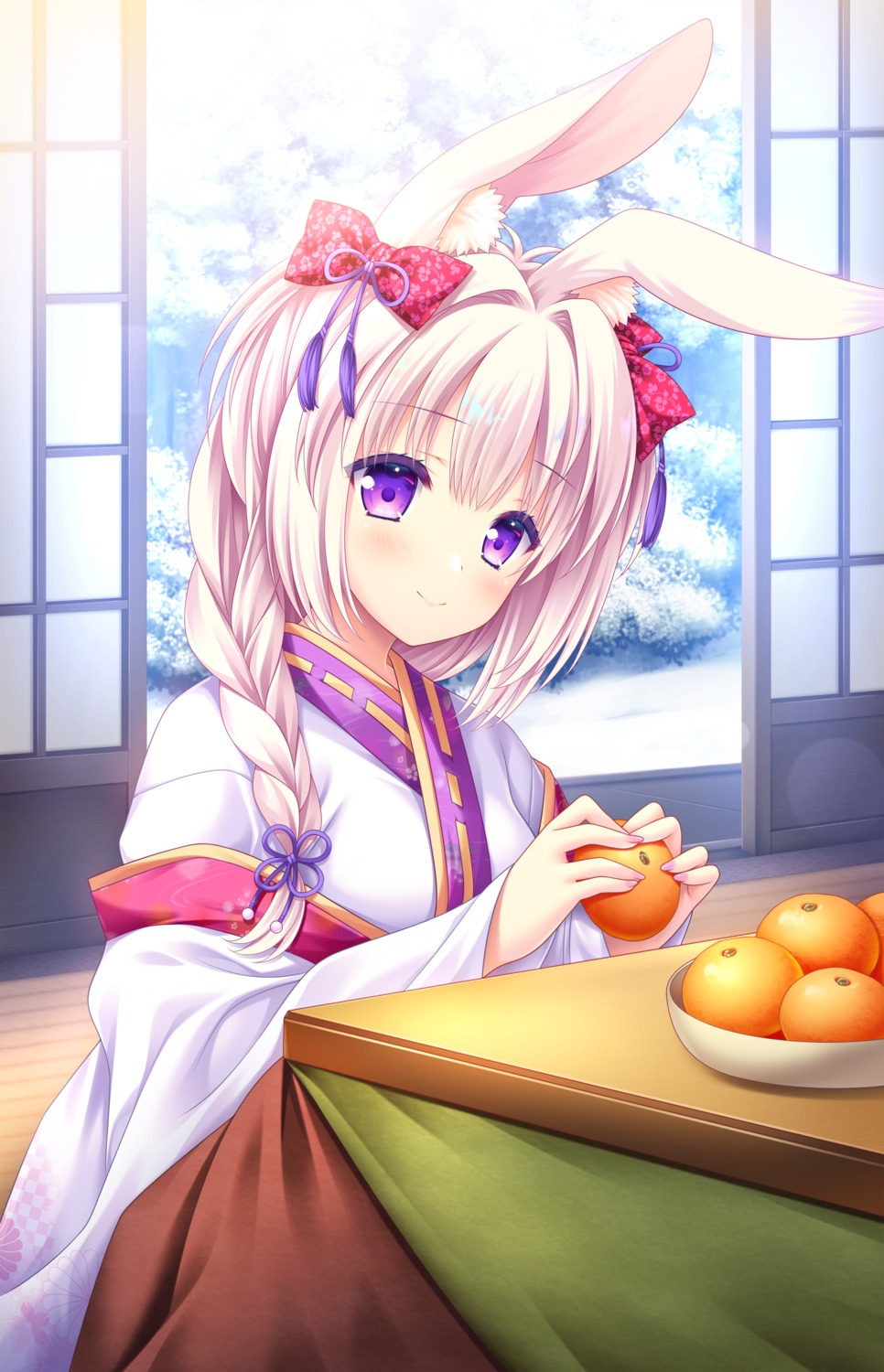 animal_ears, bunny_ears, inashiro_mikoto, kimono, lump_of_sugar, madohi_shiroki_no_kamikakushi, moekibara_fumitake, sheets
