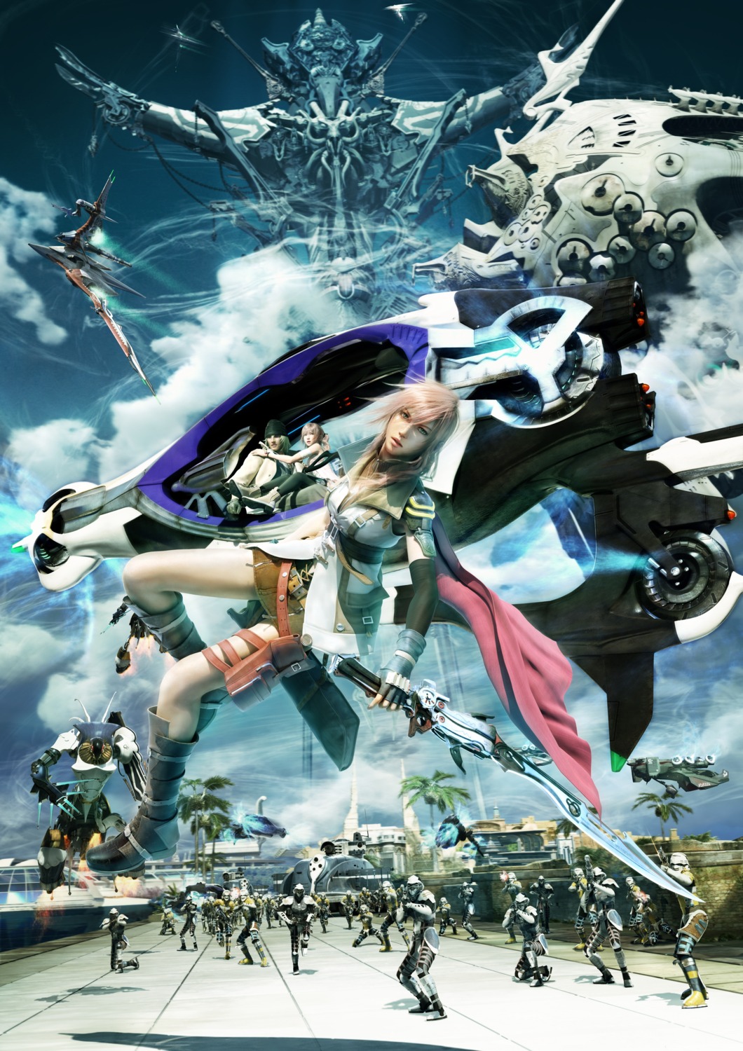armor, cg, final_fantasy, final_fantasy_xiii, lightning, serah_farron, snow_villiers, square_enix