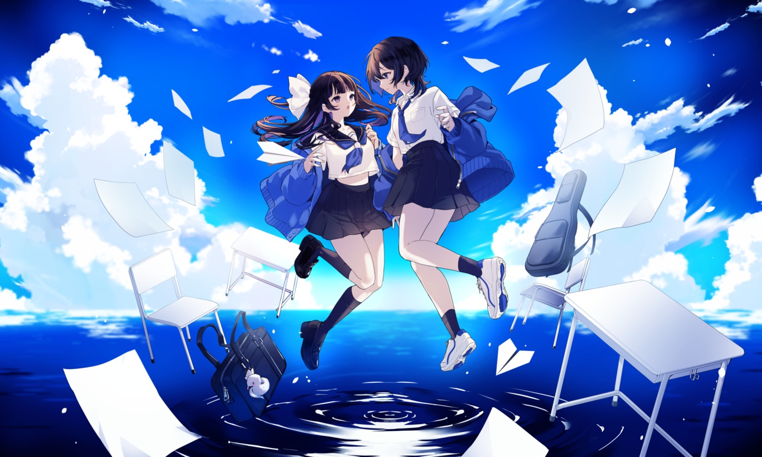 beryl_(blueberylpie), seifuku, skirt_lift