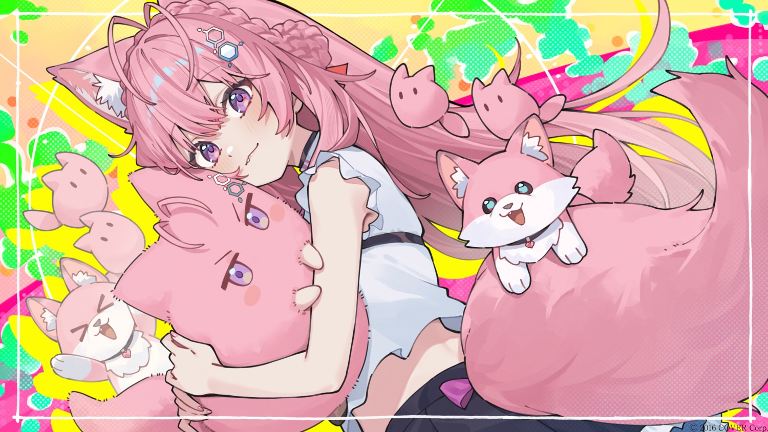 animal_ears, hakui_koyori, hololive, mofukoyo_(hakui_koyori), tail, tsukino_(nakajimaseiki), wallpaper