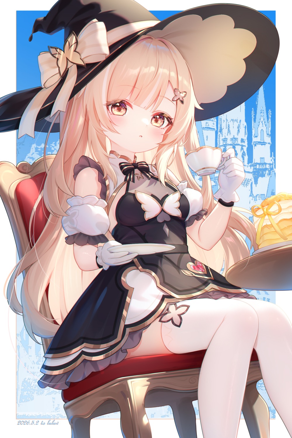 dress, kuroida, no_bra, see_through, skirt_lift, thighhighs, witch