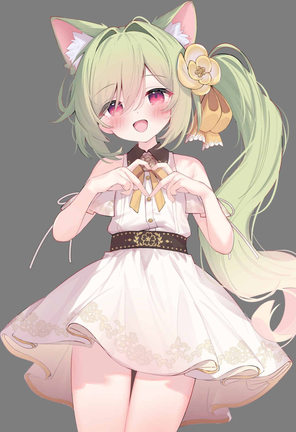 animal_ears, dress, leafpie_zaurus, skirt_lift, transparent_png
