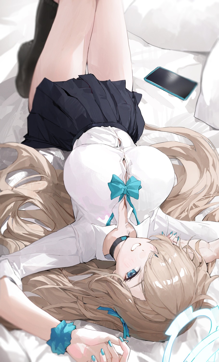 blue_archive, halo, ichinose_asuna, jianjia, seifuku, skirt_lift