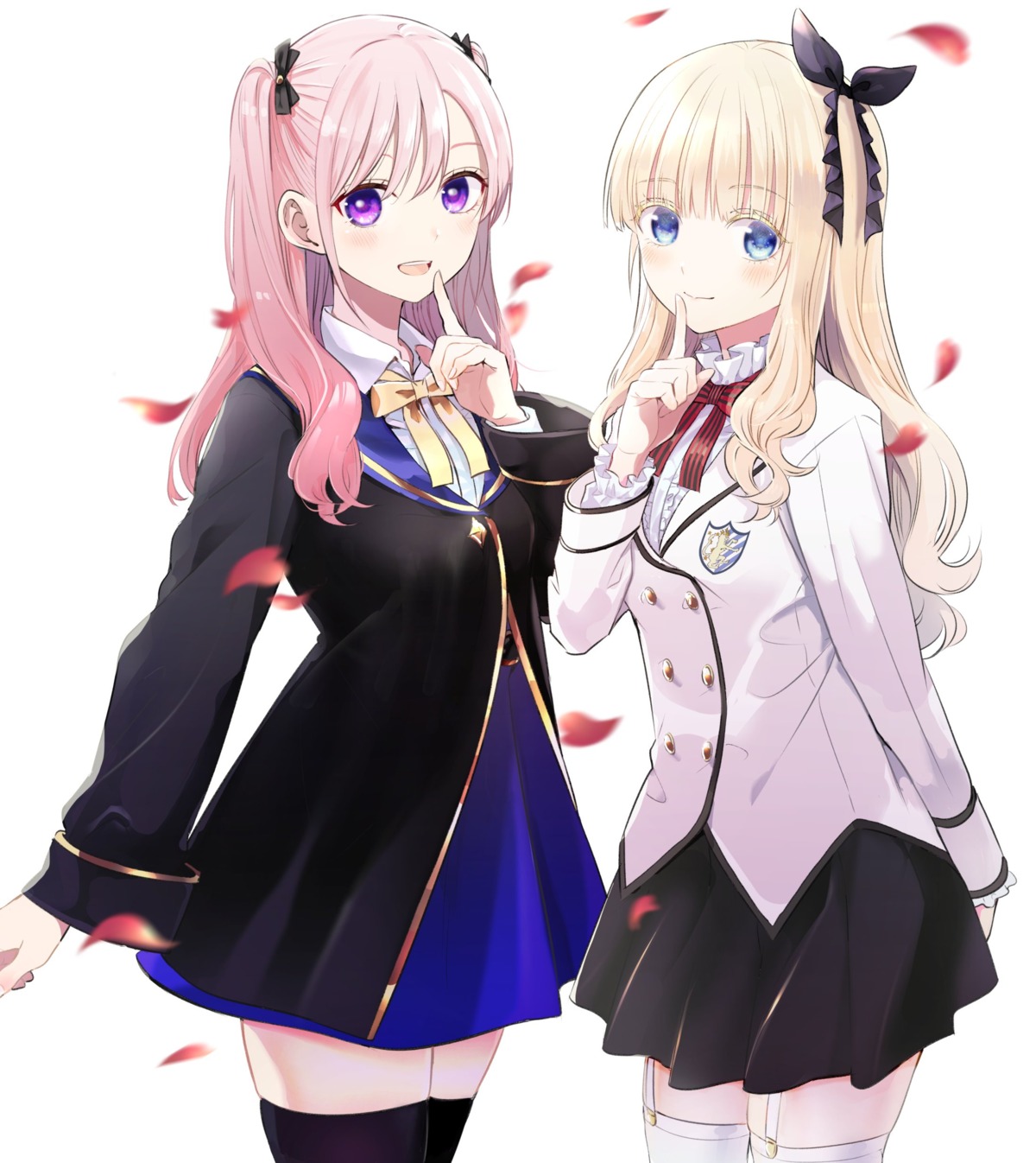 crossover, juliet_persia, kaneda_yousuke, kishuku_gakkou_no_juliet, kuroneko_to_majo_no_kyoushitsu, seifuku, spica_virgo, stockings