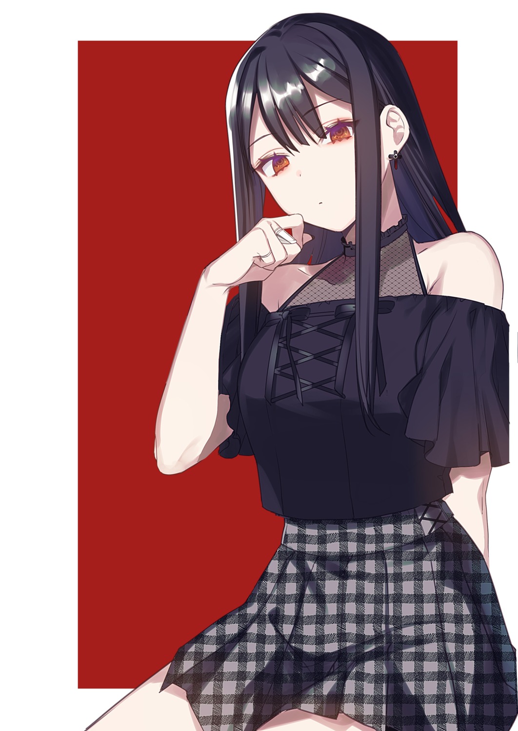 chihara_mai, fishnets, jirai_nan_desu_ka?_chihara-san, no_bra, ryon_(ryonhei), see_through, skirt_lift