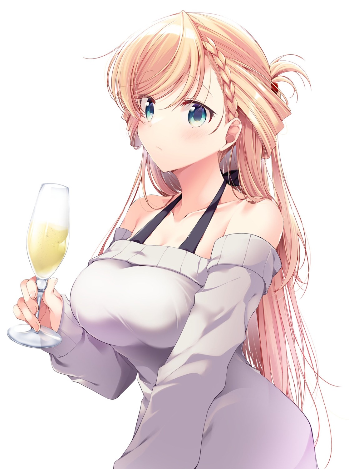 araragi_ayune, dress, isshiki-san_wa_koi_wo_shiritai., isshiki_rinna_milford, no_bra, sweater