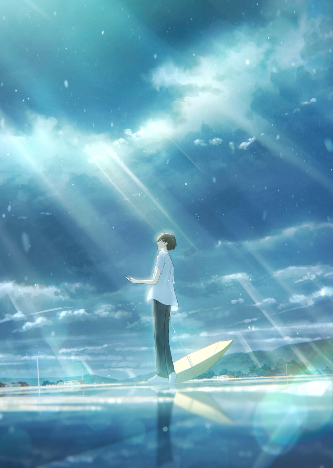 landscape, male, o-bana, umbrella